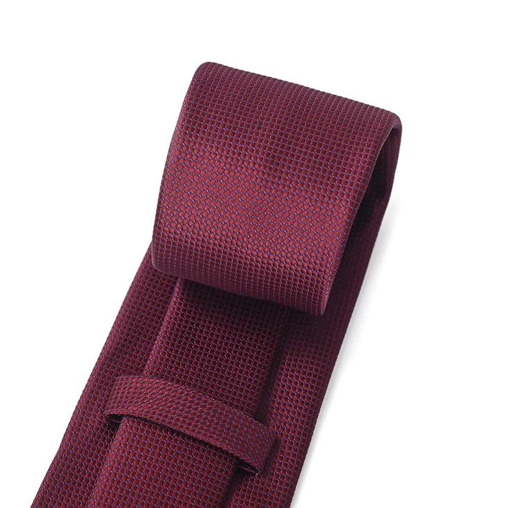 Maroon Check Jacquard Polyester Tie Textured Formal & Business Neckwear